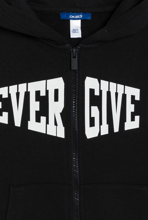 Sweat-shirt à capuche à message noir Garçon