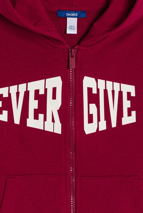 Sweat-shirt à capuche à message rouge Garçon 2