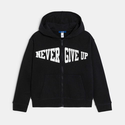 Sweat-shirt À Capuche À Message Noir Garçon - Noir - 6A - OKAIDI