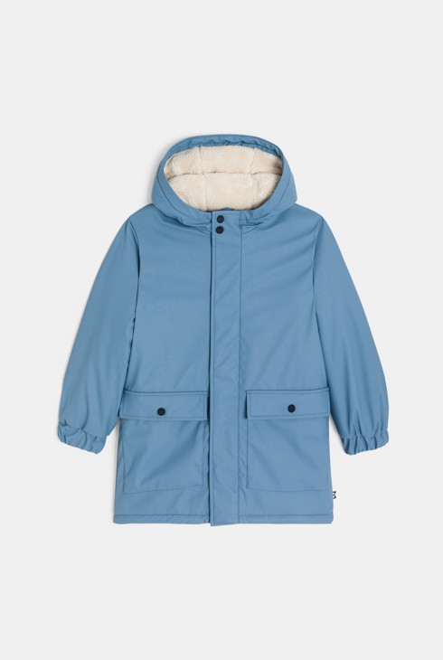 Parka mit Kapuze Fellbesatz blau Jungen 1
