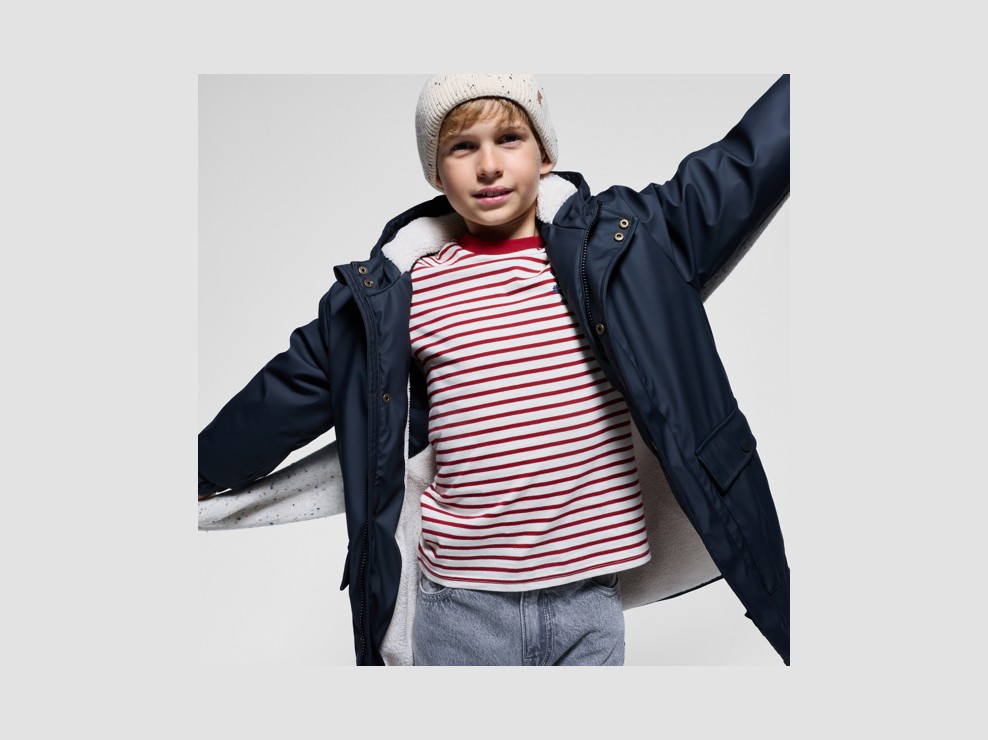 Parka mit Kapuze Fellbesatz braun Jungen 1