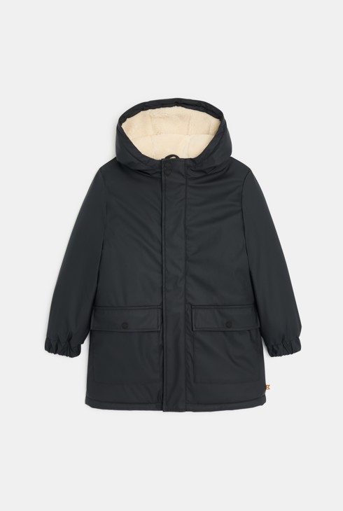 Smeđa vjetrovka s podstavljenom kapuljačom vunaste teksture za dječake 2