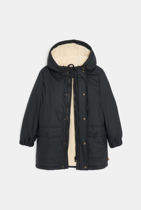 Parka à capuche doublée moumoute sherpa gris Garçon