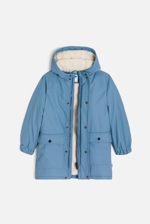 Parka mit Kapuze Fellbesatz blau Jungen