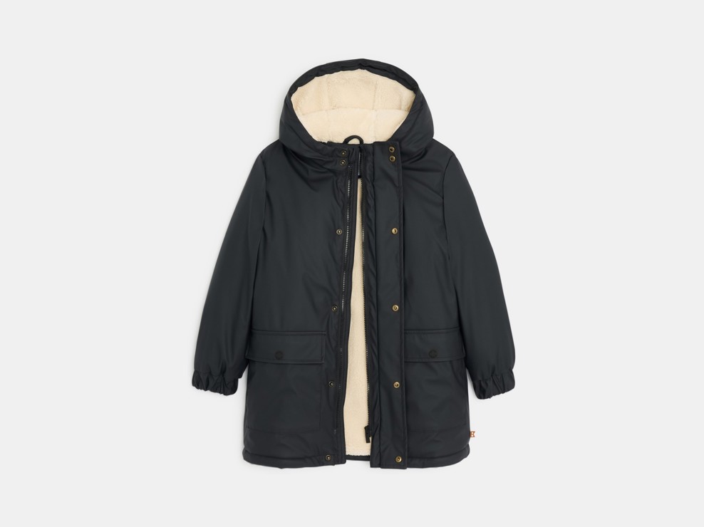 Parka à capuche doublée moumoute sherpa gris Garçon 2