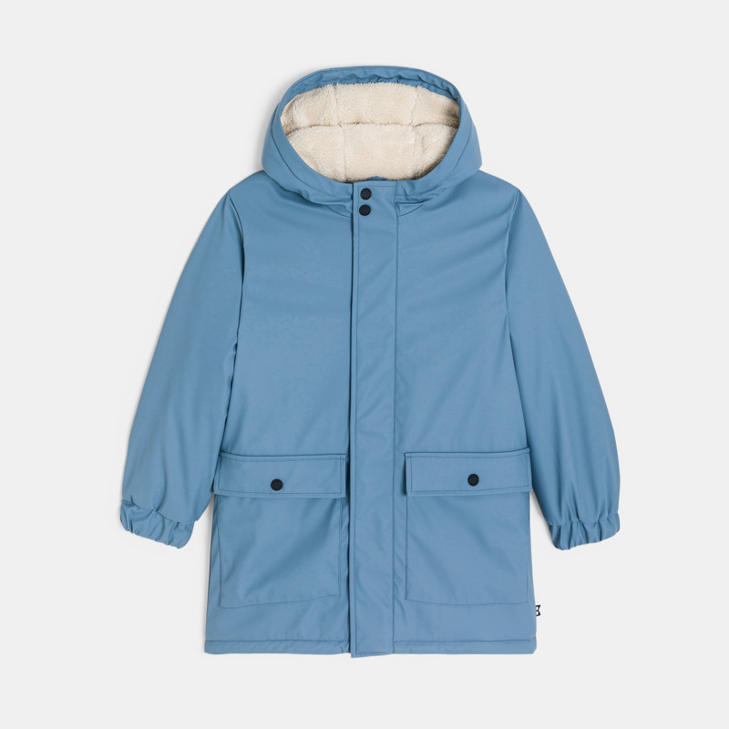 Parka mit Kapuze Fellbesatz blau Jungen