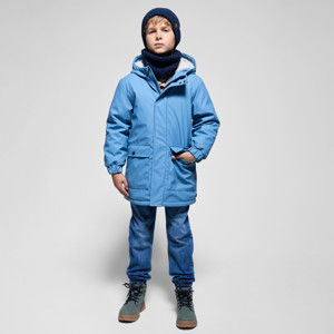 Parka mit Kapuze Fellbesatz blau Jungen