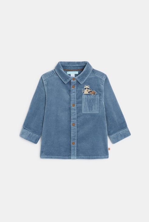 Surchemise velours côtelé bleu bébé garçon 1