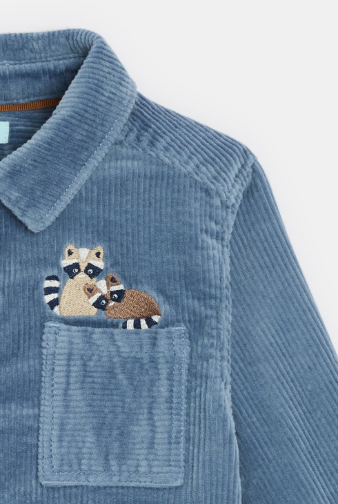 Surchemise velours côtelé bleu bébé garçon