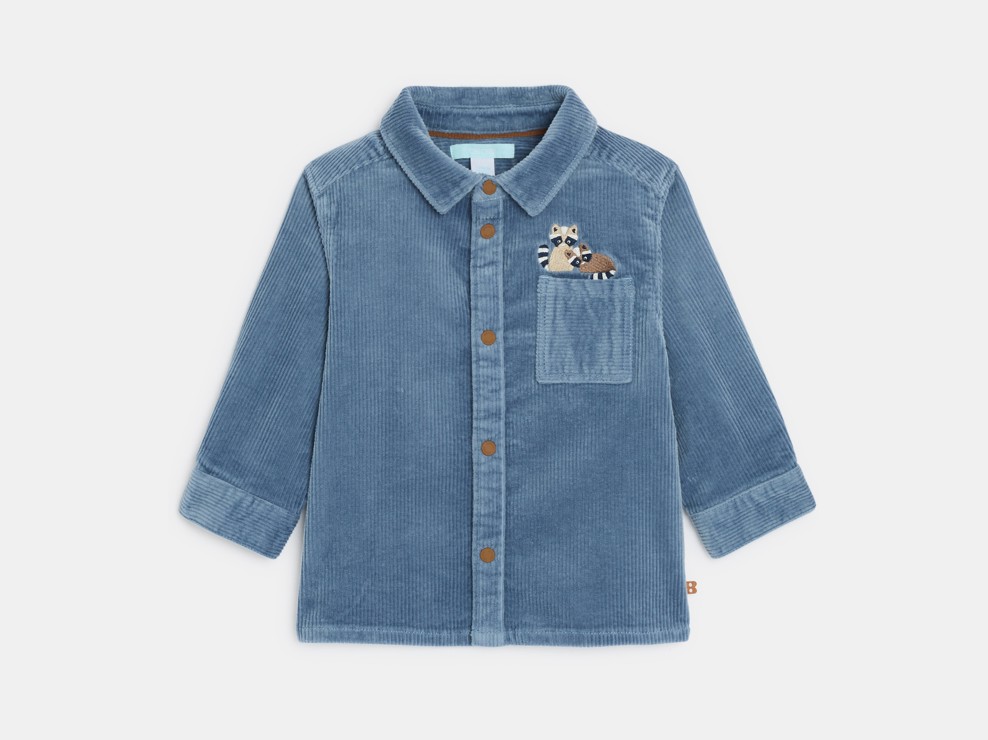 Niebieska bluza koszulaowa z drobnego sztruksu niemowlę chłopiec 2