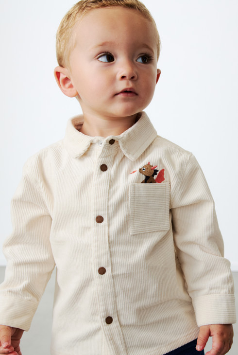 Surchemise velours beige bébé garçon 1