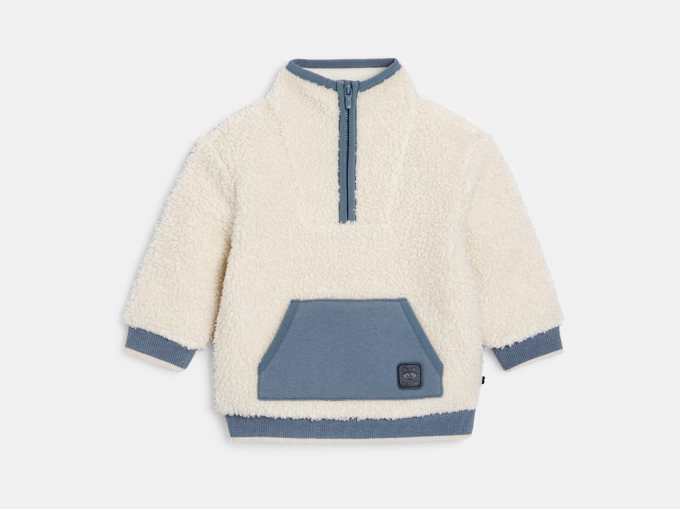 Sudadera camionero sherpa blanca bebé niño 1