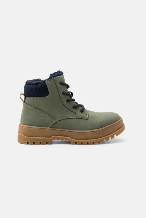 Scarpe alte con pelliccia verde montagna bambino 1