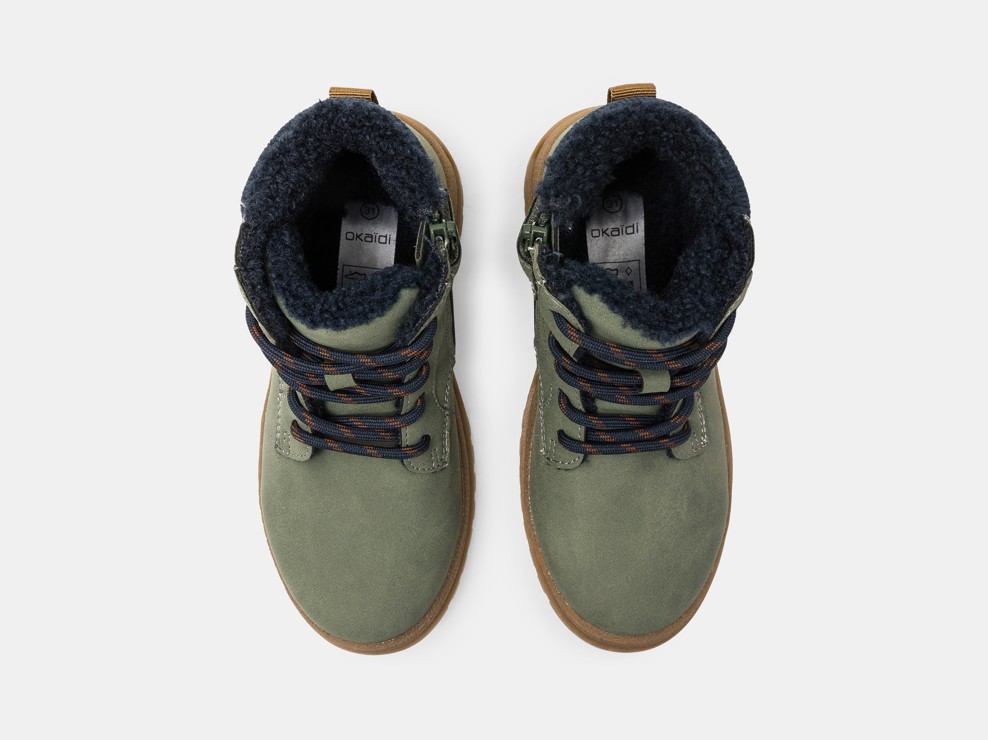 Hohe gefütterte Bergschuhe grün Jungen 2