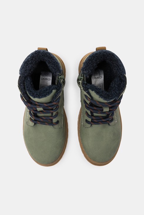 Chaussures montantes fourrées montagne vert garçon 2