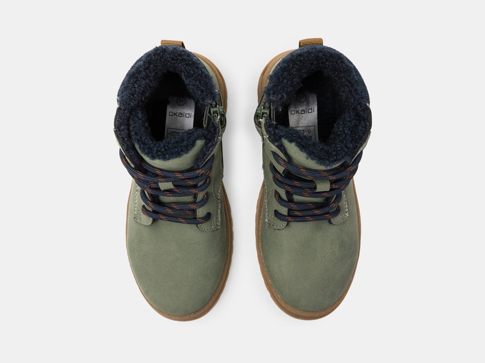 Chaussures montantes fourrées montagne vert garçon 2