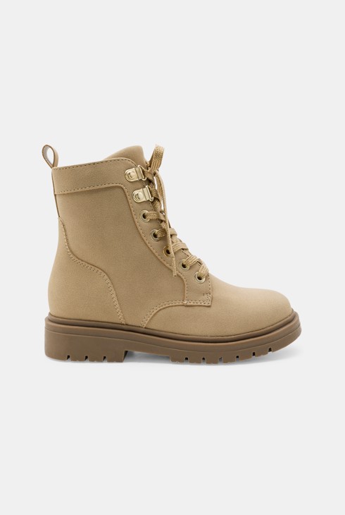 Botines con cordones y suela dentada beige niña 1