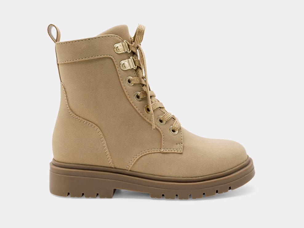Schnürstiefel mit gezackter Sohle beige Mädchen 1