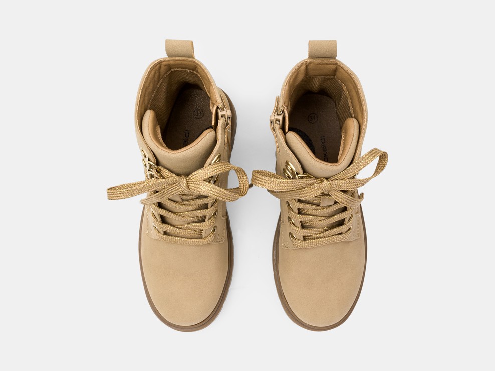 Schnürstiefel mit gezackter Sohle beige Mädchen 2