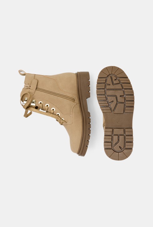 Schnürstiefel mit gezackter Sohle beige Mädchen 2