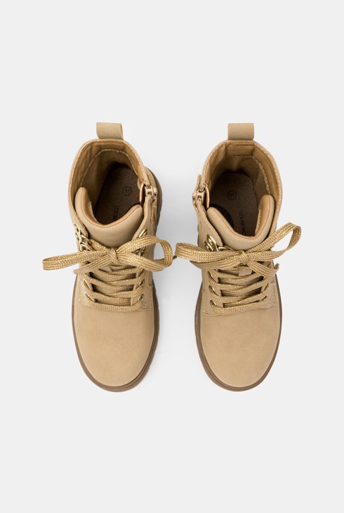 Schnürstiefel mit gezackter Sohle beige Mädchen 2