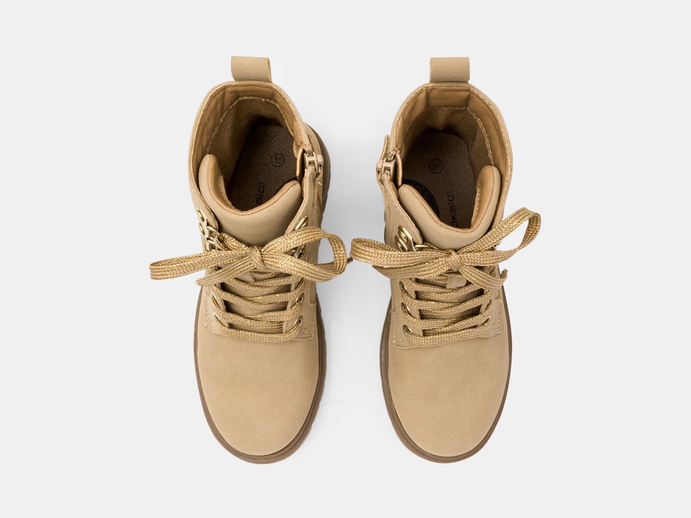 Schnürstiefel mit gezackter Sohle beige Mädchen 2