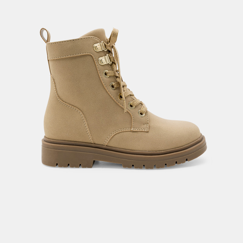 Schnürstiefel mit gezackter Sohle beige Mädchen