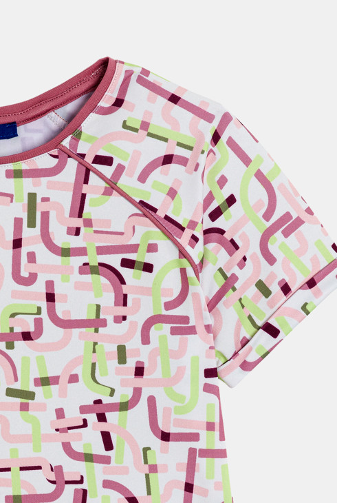 T-shirt fille motifs graphiques colorés
