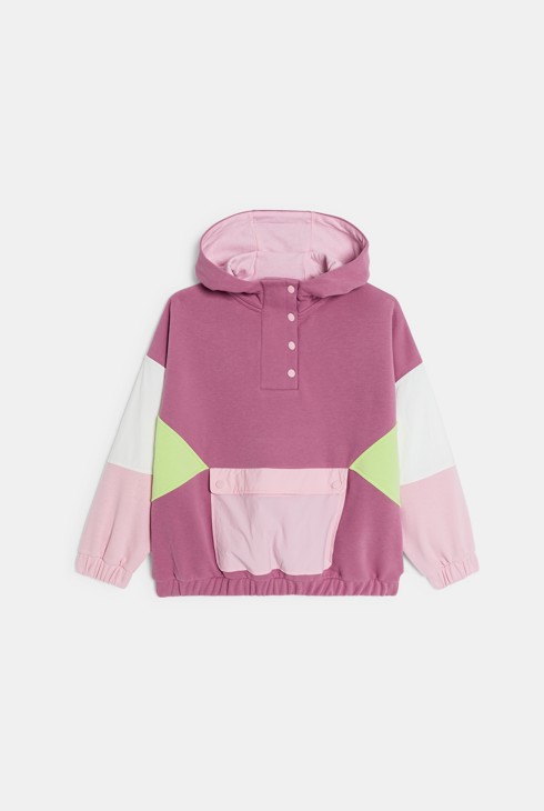 Sweat à capuche fille rose 1