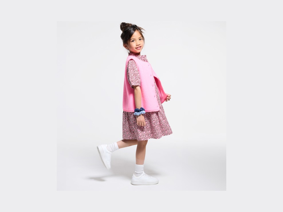 Ärmellose Weste aus rosa Sherpa für Mädchen 1