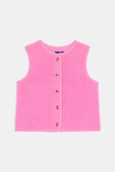 Dekliška rožnata jopica brez rokavov iz šerpe 2