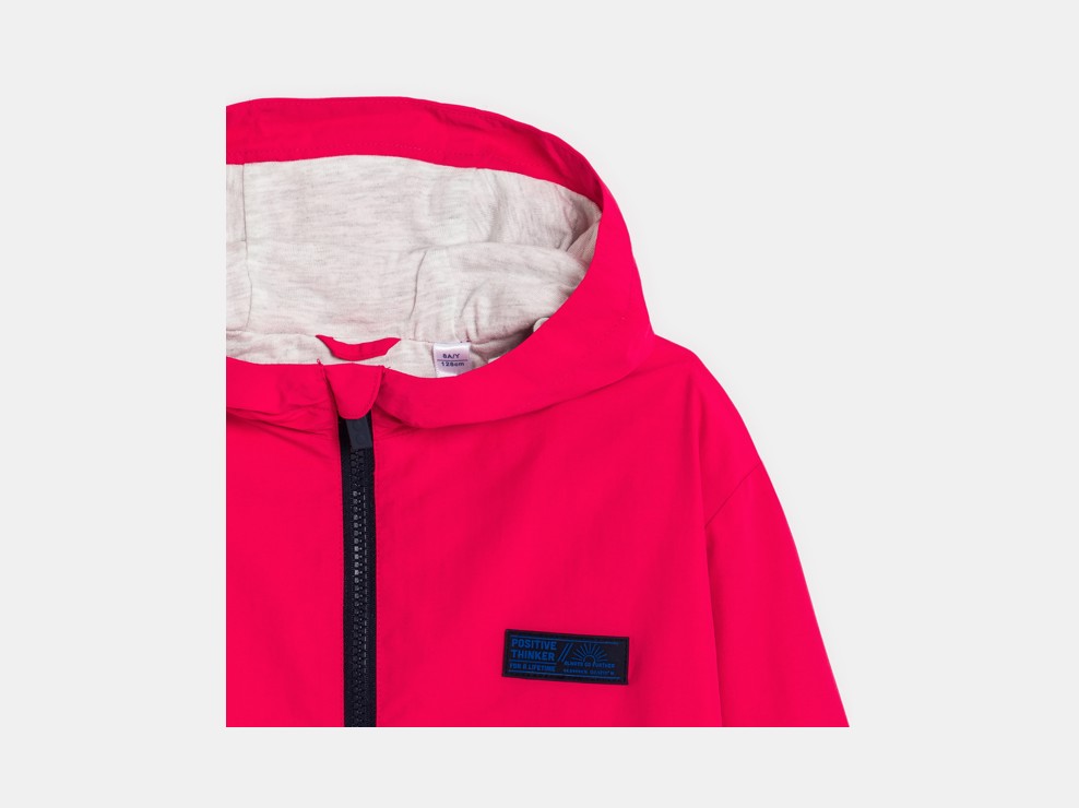 Wasserabweisende Windjacke in Rot mit Kapuze für Mädchen 2