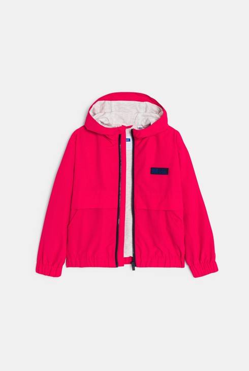 Girls' red hooded water-repellent windbreaker 2