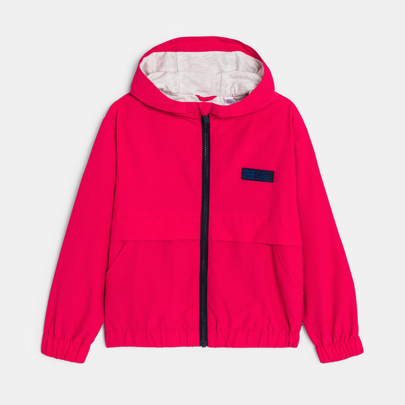 Wasserabweisende Windjacke in Rot mit Kapuze für Mädchen