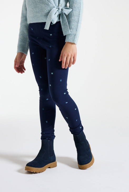 Leggings blu con farfalla per bambina 2