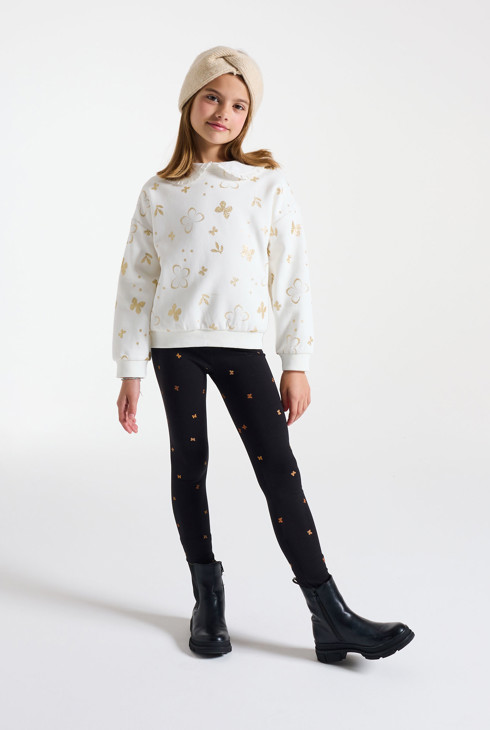 Girl's black butterfly leggings 1