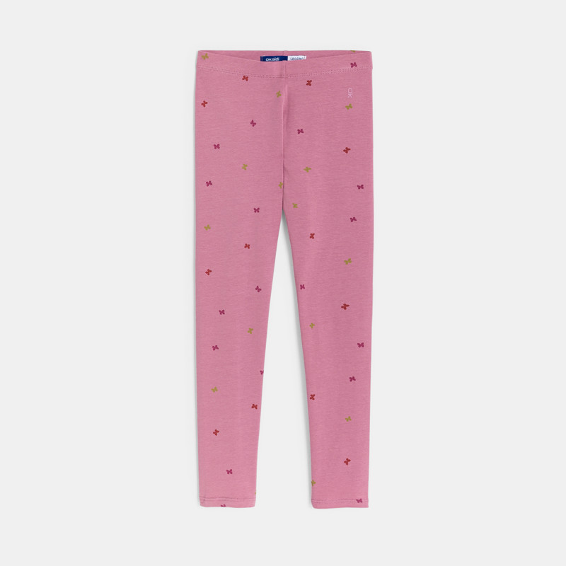 Lange Leggings Schmetterlingsmuster rosa Mädchen