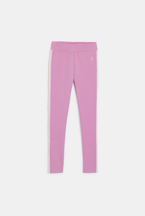 Legging à bandes vieux rose Fille
