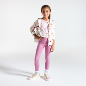 Leggings mit Streifen altrosa Mädchen