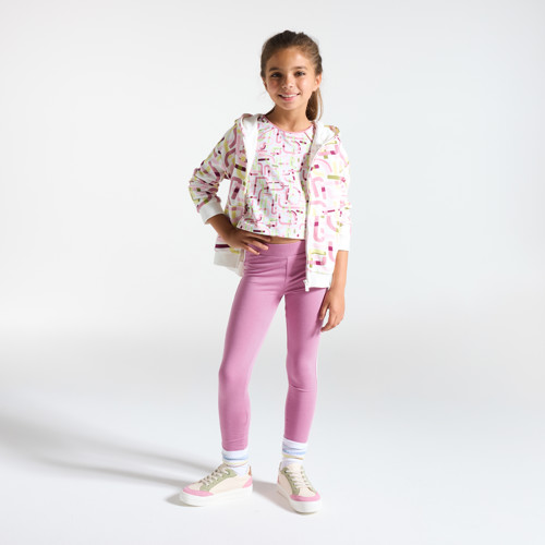 Legging À Bandes Vieux Rose Fille - Vieux Rose Tres Clair - 6A - OKAIDI