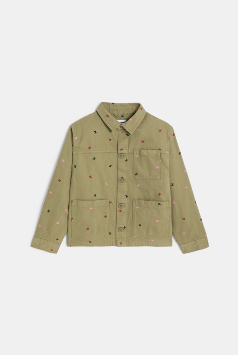 Veste en toile motif papillon kaki Fille