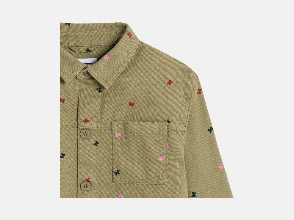 Veste en toile motif papillon kaki Fille 2