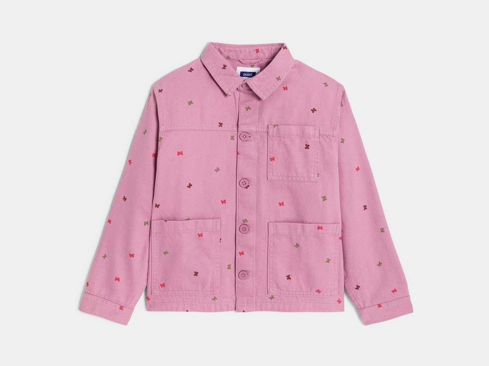 Rosa Leinenjacke mit Schmetterlingsmuster für Mädchen 1