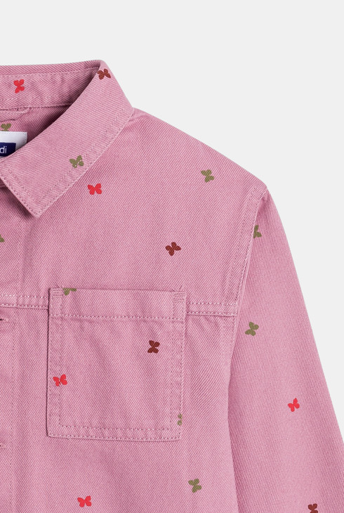 Veste en toile motif papillon rose Fille