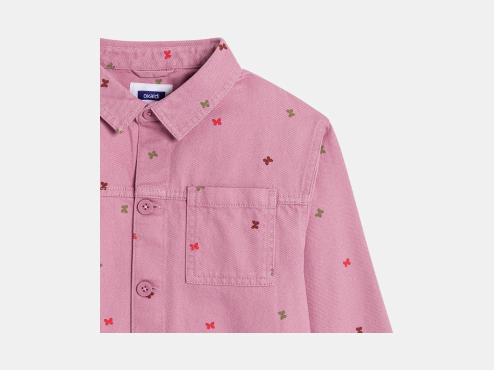 Veste en toile motif papillon rose Fille 2