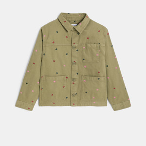 Stoffjacke Schmetterlingsmotiv khaki Mädchen