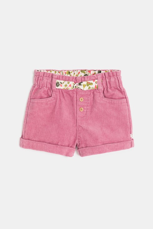 Short velours rose bébé fille 1