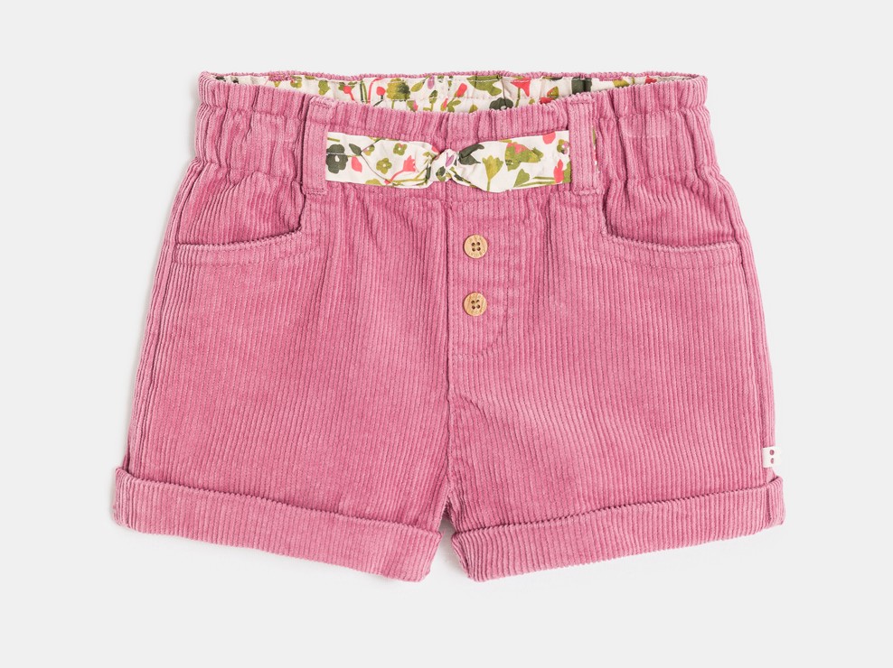 Short velours rose bébé fille 1