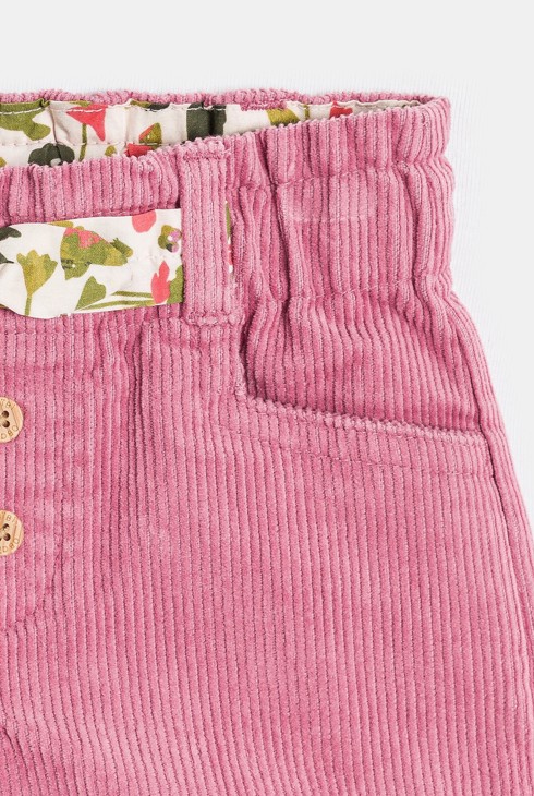 Short velours rose bébé fille