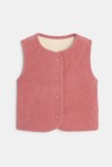 Gilet sans manches réversible velours doublé rose bébé fille